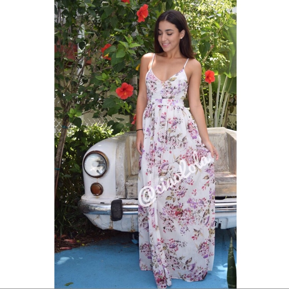 Ivory floral maxi dress